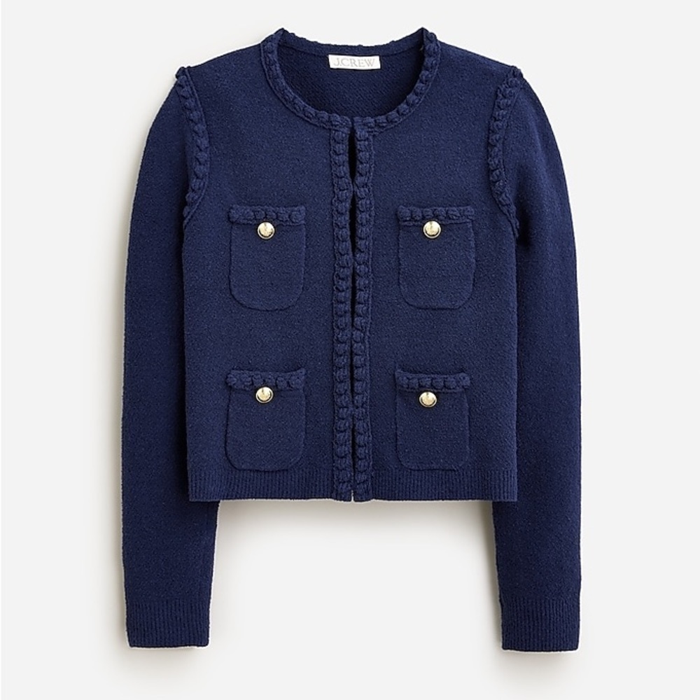 J Crew Odette sweater lady jacket in cotton-blend bouclé BR789